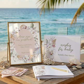 Coastal Watercolor Shells Sign Our Guestbook