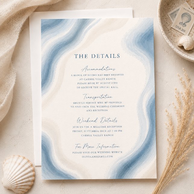 Coastal Watercolor Wedding Details Insert (Creator Uploaded)