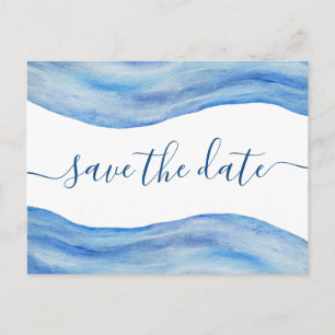 Coastal Wave Watercolor Save The Date Postcard