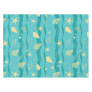 Coastal Waves & Seashell Pattern Tablecloth