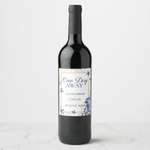 Coastal Wedding Blue Gold Rehearsal Dinner Wine Label