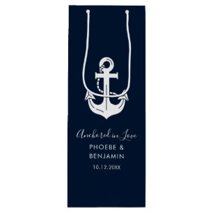 Coastal Wedding Champagne Personalized Name Wine Gift Bag