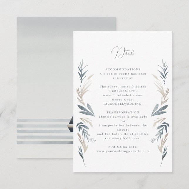 Coastal wedding details card (Front/Back)