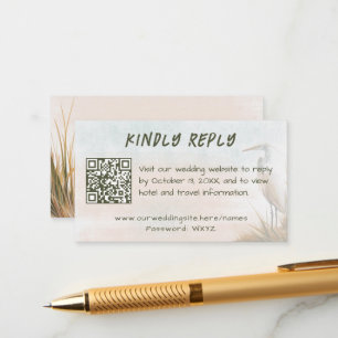 Coastal Wedding Egret Online RSVP Enclosure Card