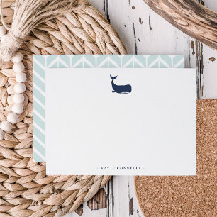 Coastal Whale Personalized Stationery Flat Card