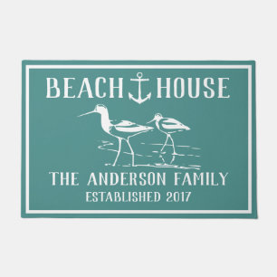 Coastal White Sandpipers & Anchor Beach House Doormat