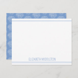 Coastal White Scallop Shells on Blue Personalized Card