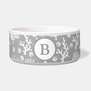 Coastal White Sea Corals & Seashells   Monogram