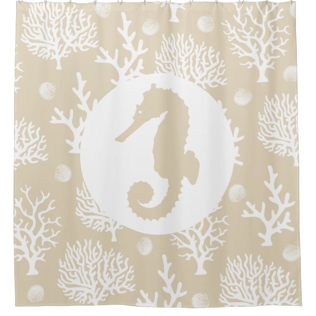 Coastal White Sea Corals & Taupe Seahorse (Front)