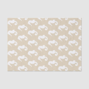 Coastal White Seahorses & Taupe Tissue Paper