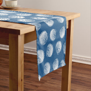 Coastal White Seashells & Blue Short Table Runner