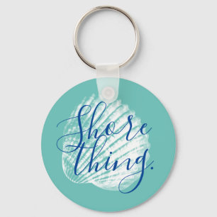 Coastal White Seashells Shore Thing Keychain