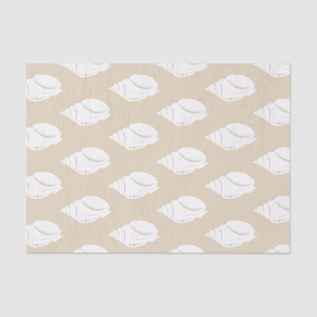 Coastal White Seashells & Taupe Tissue Paper (Front)