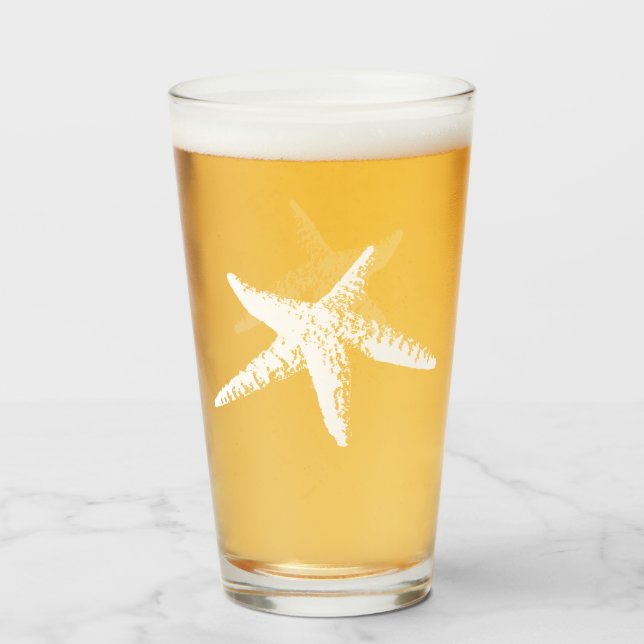 Coastal White Starfish Glass (Front Filled)
