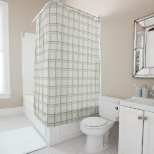 Coastal Windowpane Plaid Pattern in Soft Blue Sage