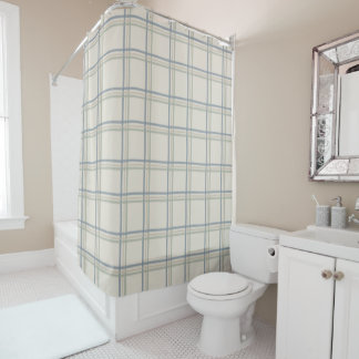 Coastal Windowpane Plaid Pattern in Soft Blue Sage