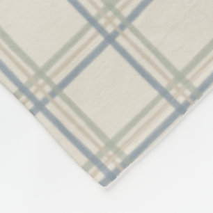 Coastal Windowpane Plaid Pattern in Soft Blue Sage Fleece Blanket