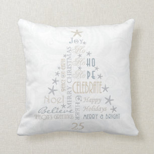 Coastal Xmas Tree Throw Pillow