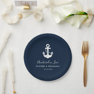 Coastal Yacht Club Wedding Personalized Name Paper Plate