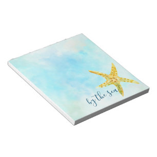 Coastal Yellow Starfish Aqua Watercolor            Notepad