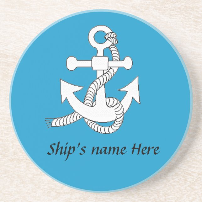 Coaster - Anchor with Ship Name (Front)