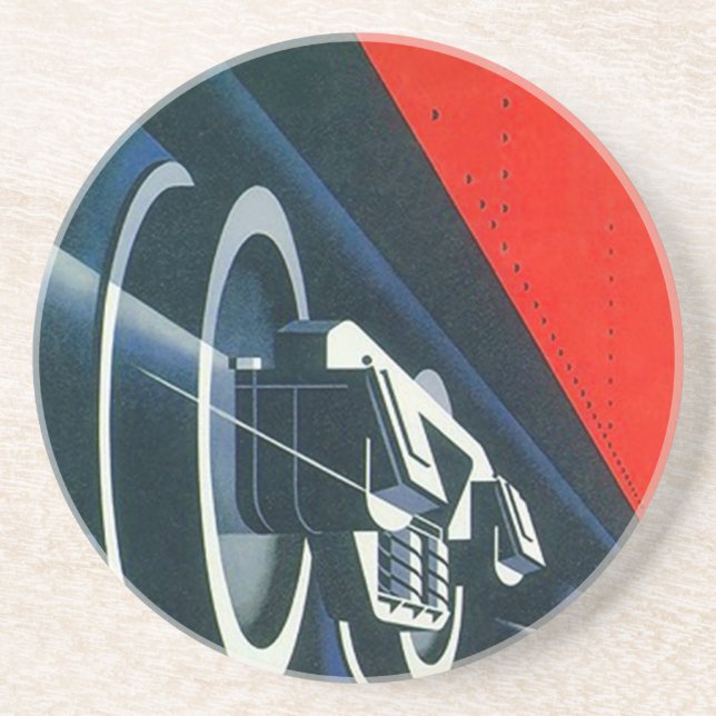 Coaster ~ Art Deco Style Train Locomotive Wheels (Front)