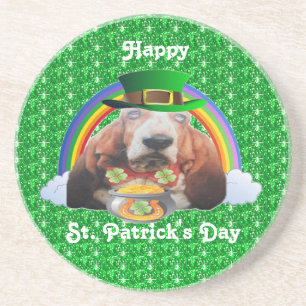 Coaster Basset Hound Happy St. Patrick's Day