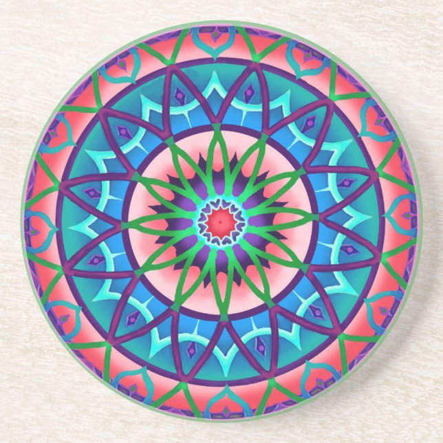 Coaster Circular Fantasy in Blue and Purple (Front)