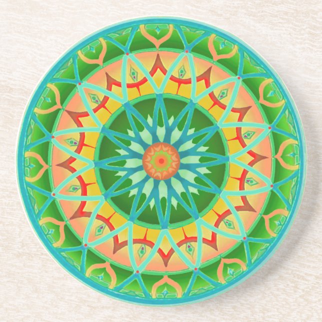 Coaster Circular Fantasy in Green (Front)
