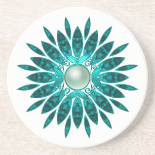 Coaster Floral Blue Teal green
