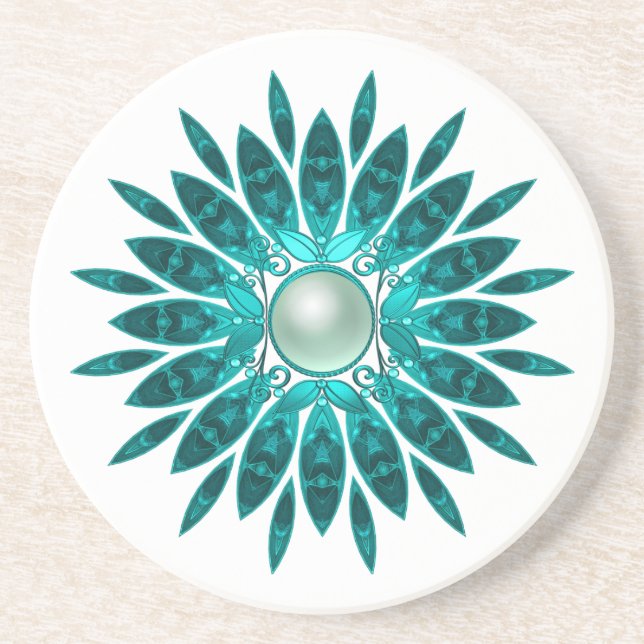 Coaster Floral Blue Teal green (Front)