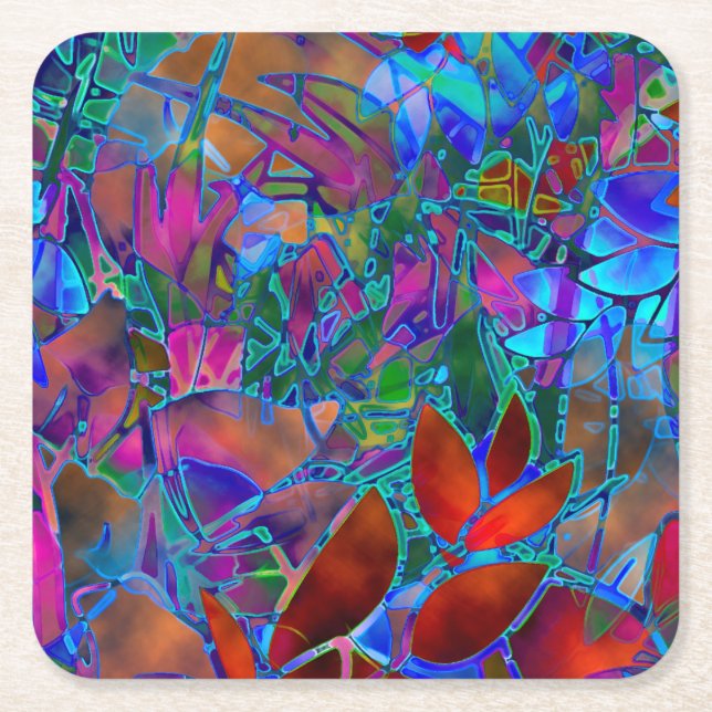 Coaster Floral Stained Glass (Front)