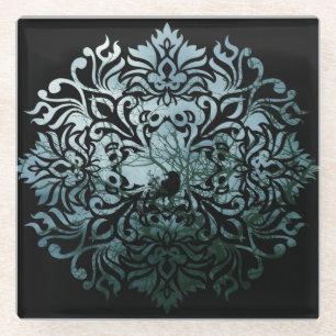 Coaster Glass - Sitting Raven