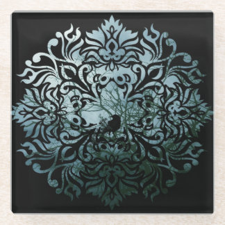 Coaster Glass - Sitting Raven