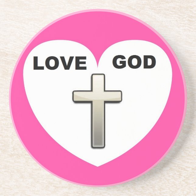 Coaster Love God Heart Cross Pink (Front)