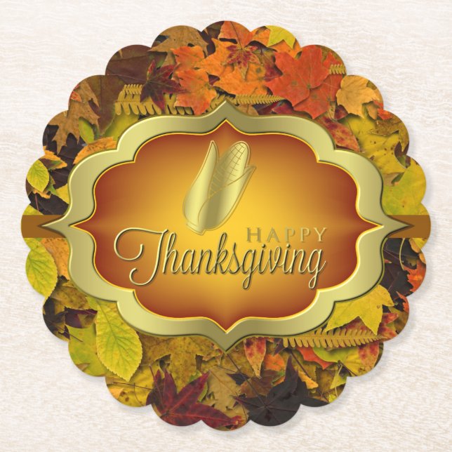 Coaster - Paperboard - Autumnal Happy Thanksgiving (Front)