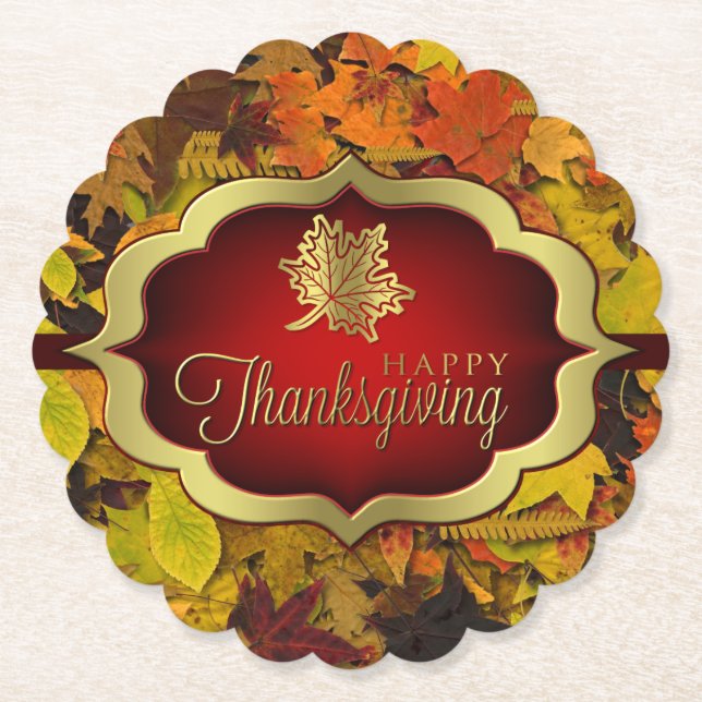 Coaster - Paperboard - Autumnal Happy Thanksgiving (Front)
