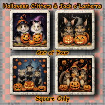 COASTER SET (4) - Little Critters on Halloween