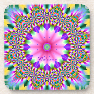 Coaster Set- Artistic Flower in Geometric Design