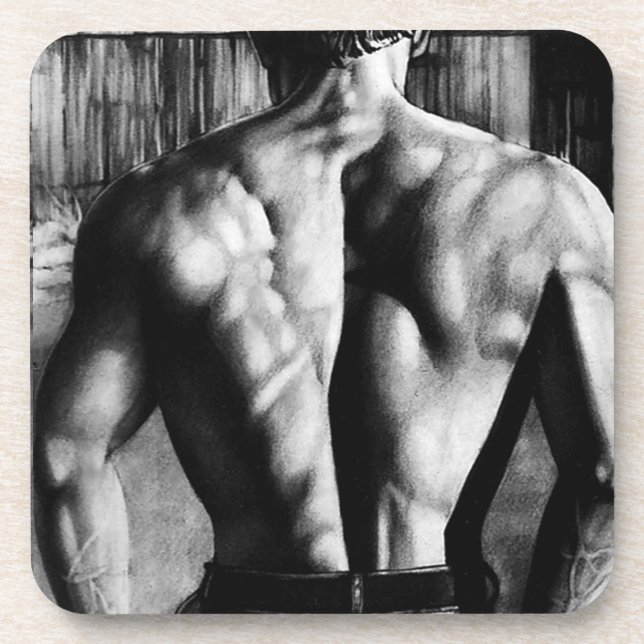 Coaster Set  For Him - Masculine Male Bodybuilder (Front)