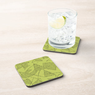 Coaster Set Of 6 : ATOMIC BOOMERANG - CHARTREUSE
