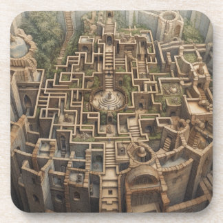 Coaster (set of 6) – LABYRINTH (sepia)