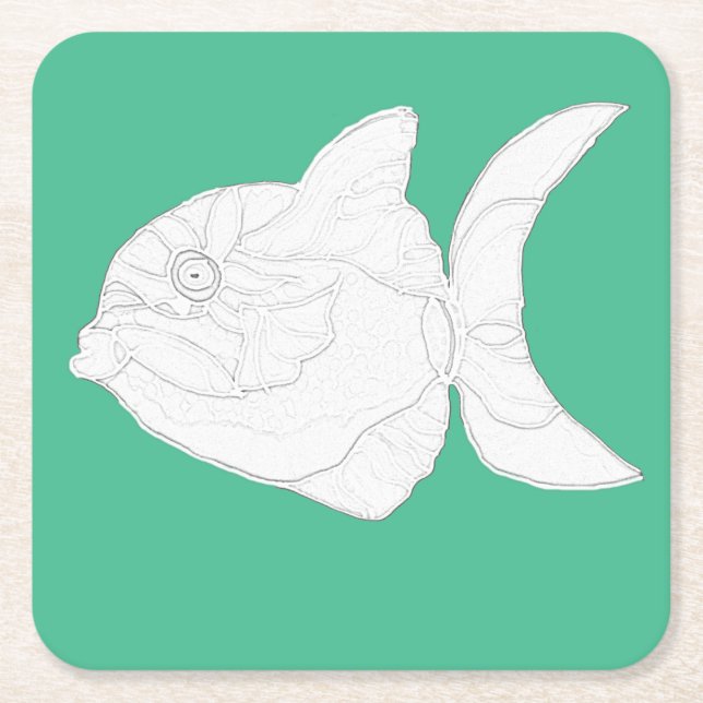 Coaster Set - Striped Fish to Colour (Front)