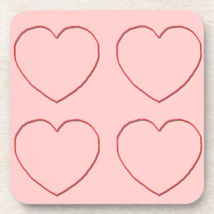 Coaster Set - Wire Framed Hearts on Pink