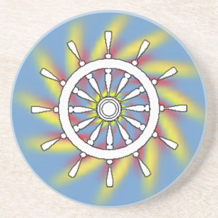 Coaster - Ships Wheel with Spiral Background