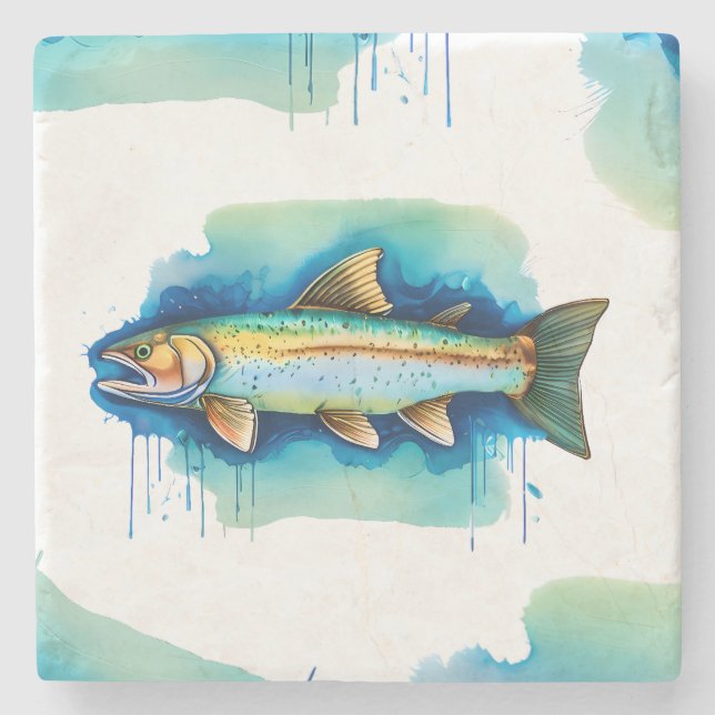 Coaster - Watercolor Series: Trout/Salmon (Front)