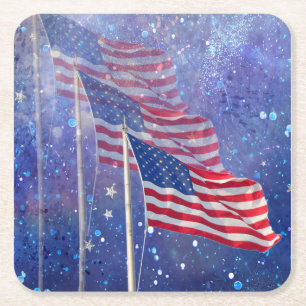Coaster with 3 Flags and Stars