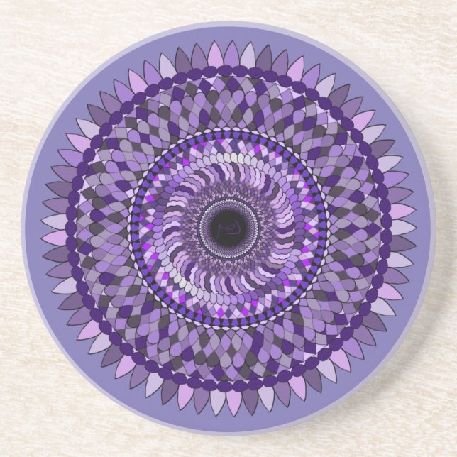 coaster with a purple mandala design (Front)