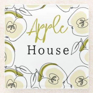 Coaster with apple drawn.