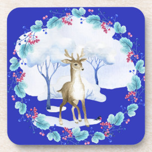 Coaster with Deer & a Wreath